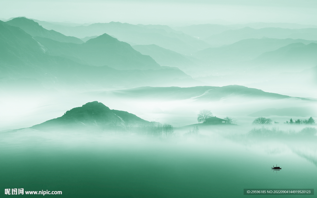 水墨新客厅山水画 tif分层