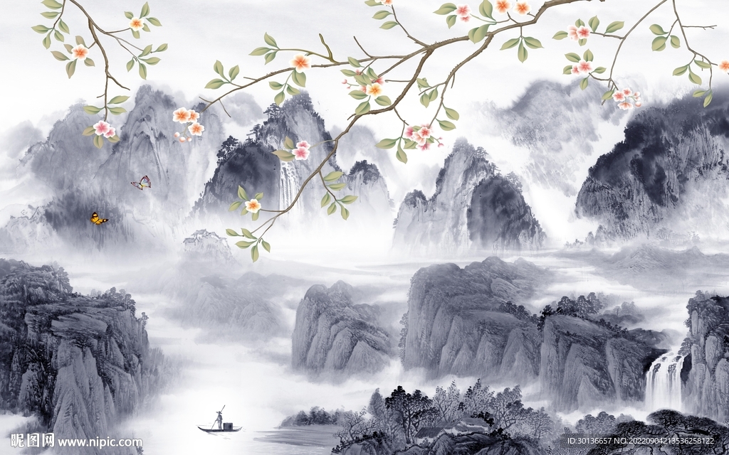 大气意境现代山水 tif分层