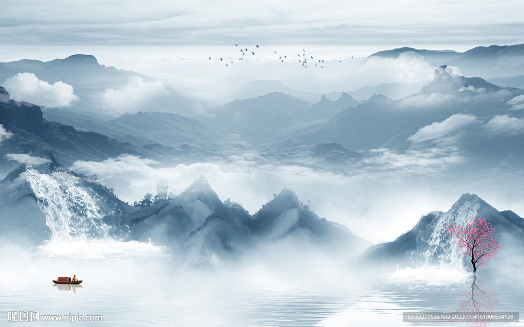 最新电视山水背景 TIf分层