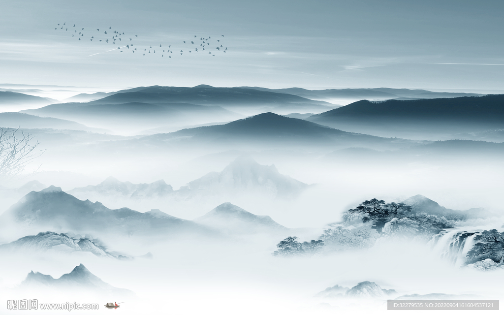 人气电视山水背景 TIf分层