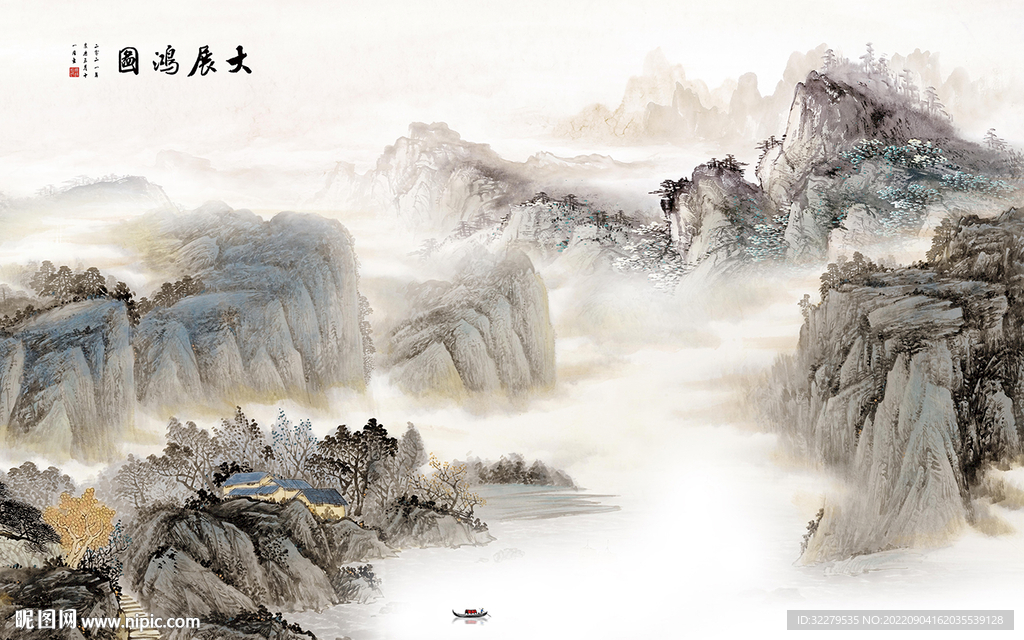 国画电视山水背景 TIf分层