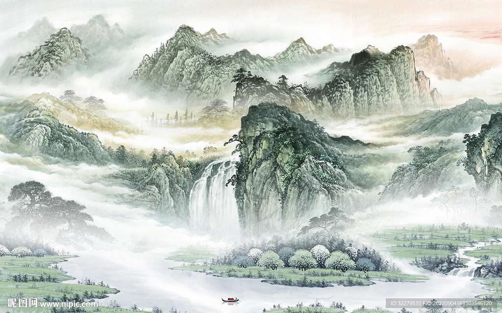 现代 电视山水背景 TIf分层