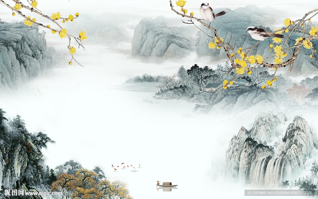 国画沙发新山水画 TIf分层