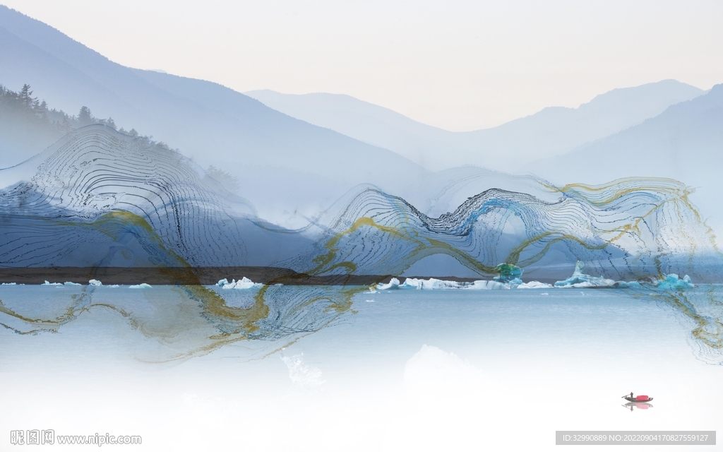 中式最新山水背景 TIf分层