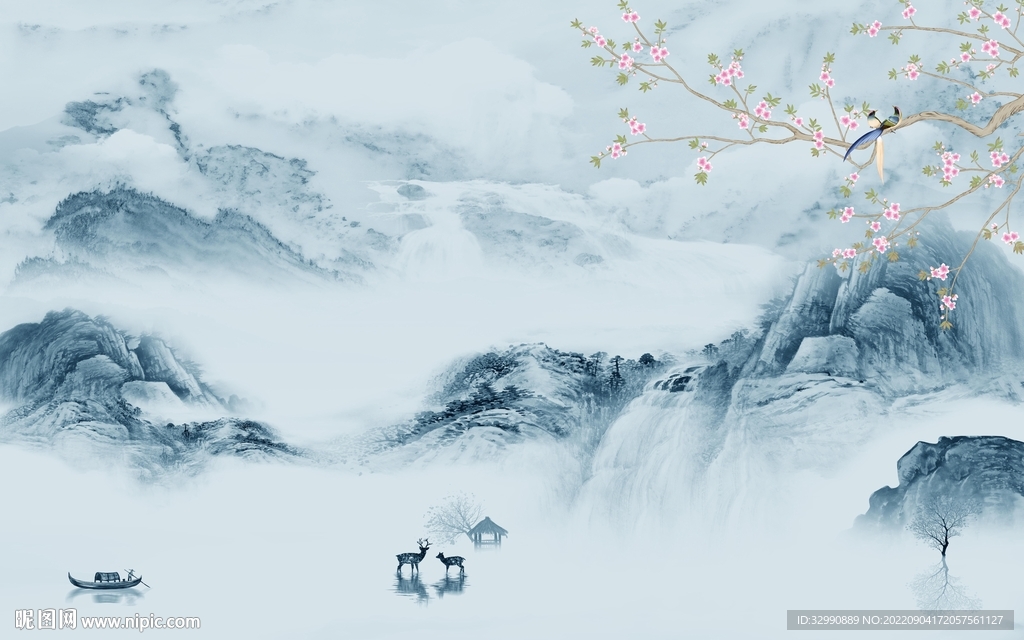 现代 最新山水背景 TIf分层