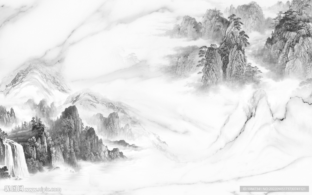 石 纹山水无框新画 TIf分层