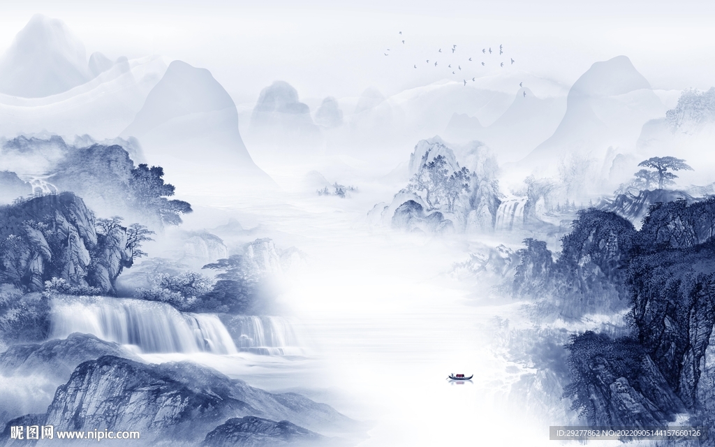 现代中式风格山水 Tif分层