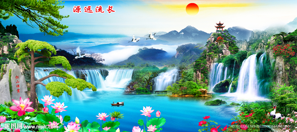 山水风景壁画山水风景