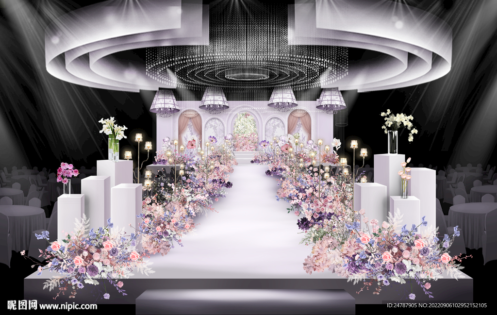 粉紫色婚礼效果图