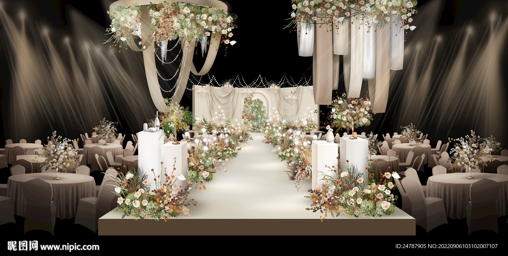 香槟色绿婚礼效果图