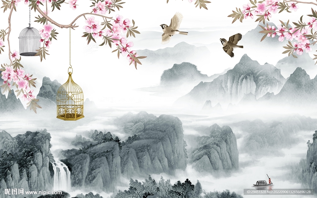 新款中国风山水 tif分层