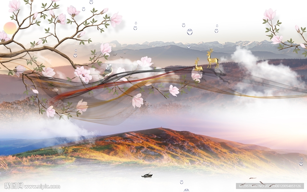 高档 意境高端山水 tIf分层