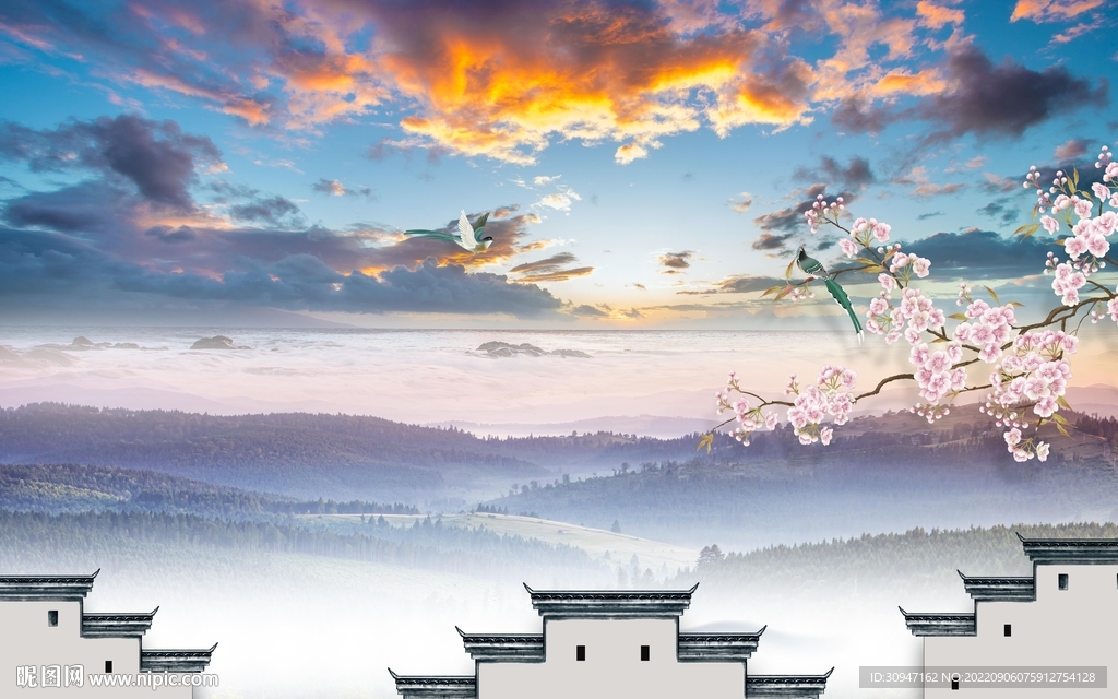 现代高档山水新画 tIf分层