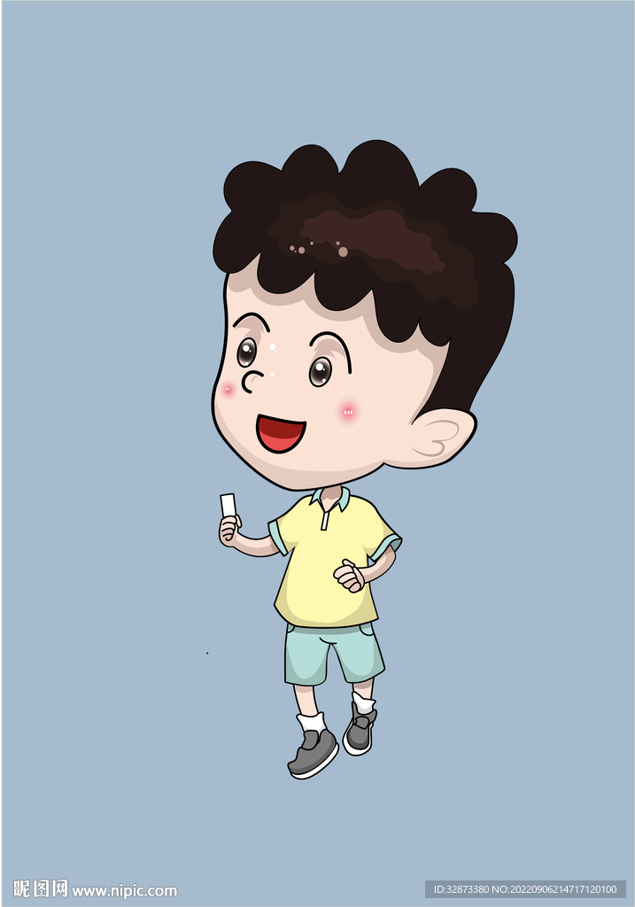 原创手绘矢量图可爱卡通男孩娃娃