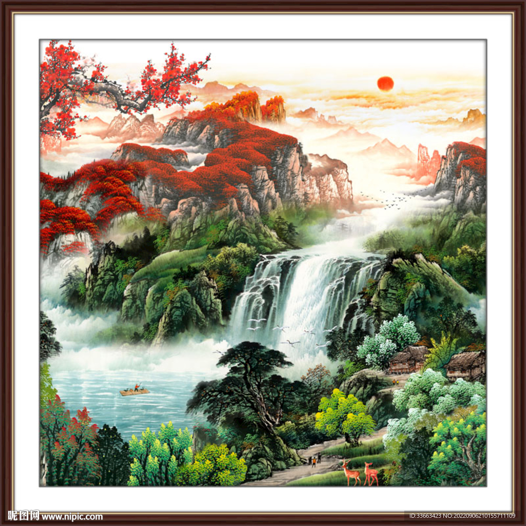 聚宝盆国画山水风景装饰画