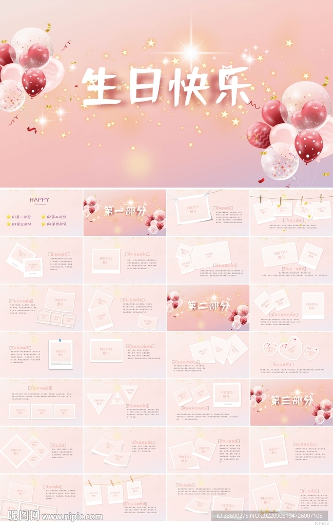 生日快乐生日派对纪念册PPT