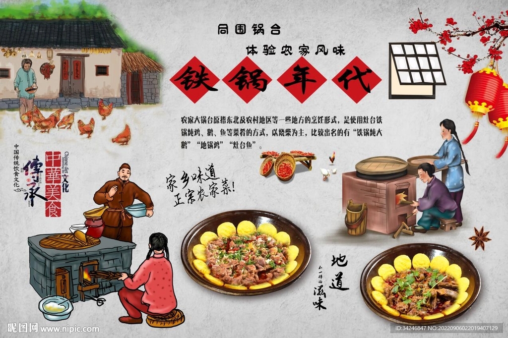 农家铁锅炖背景