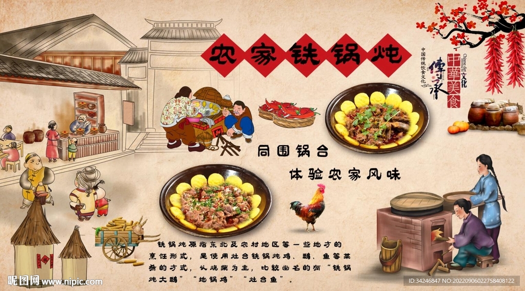 农家铁锅炖背景