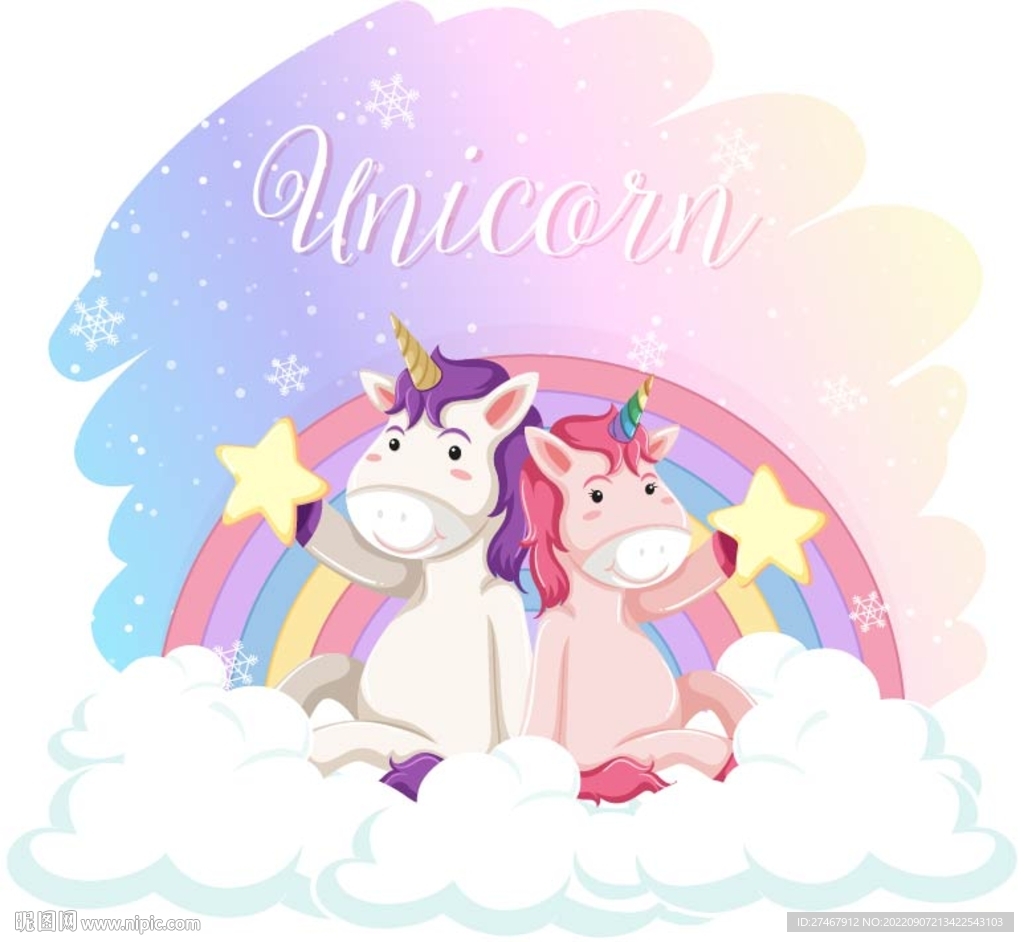 彩虹独角兽AI格式分层矢量图