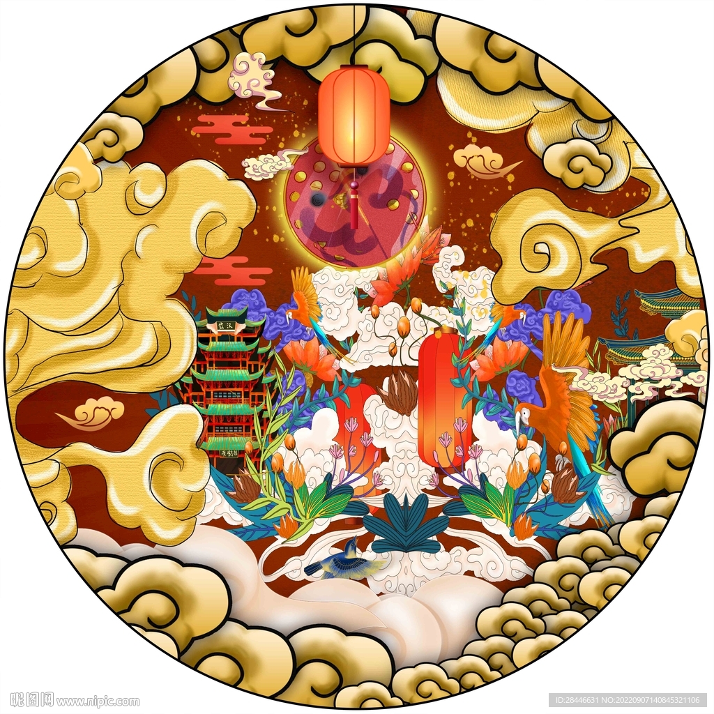 新中式圆形装饰画