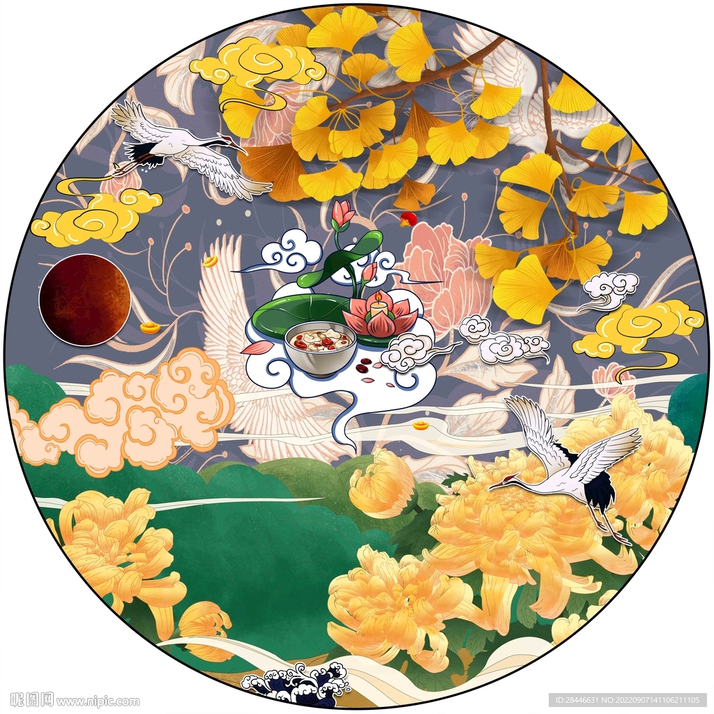 新中式圆形装饰画