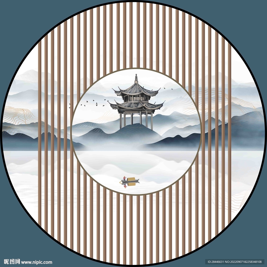 新中式圆形装饰画