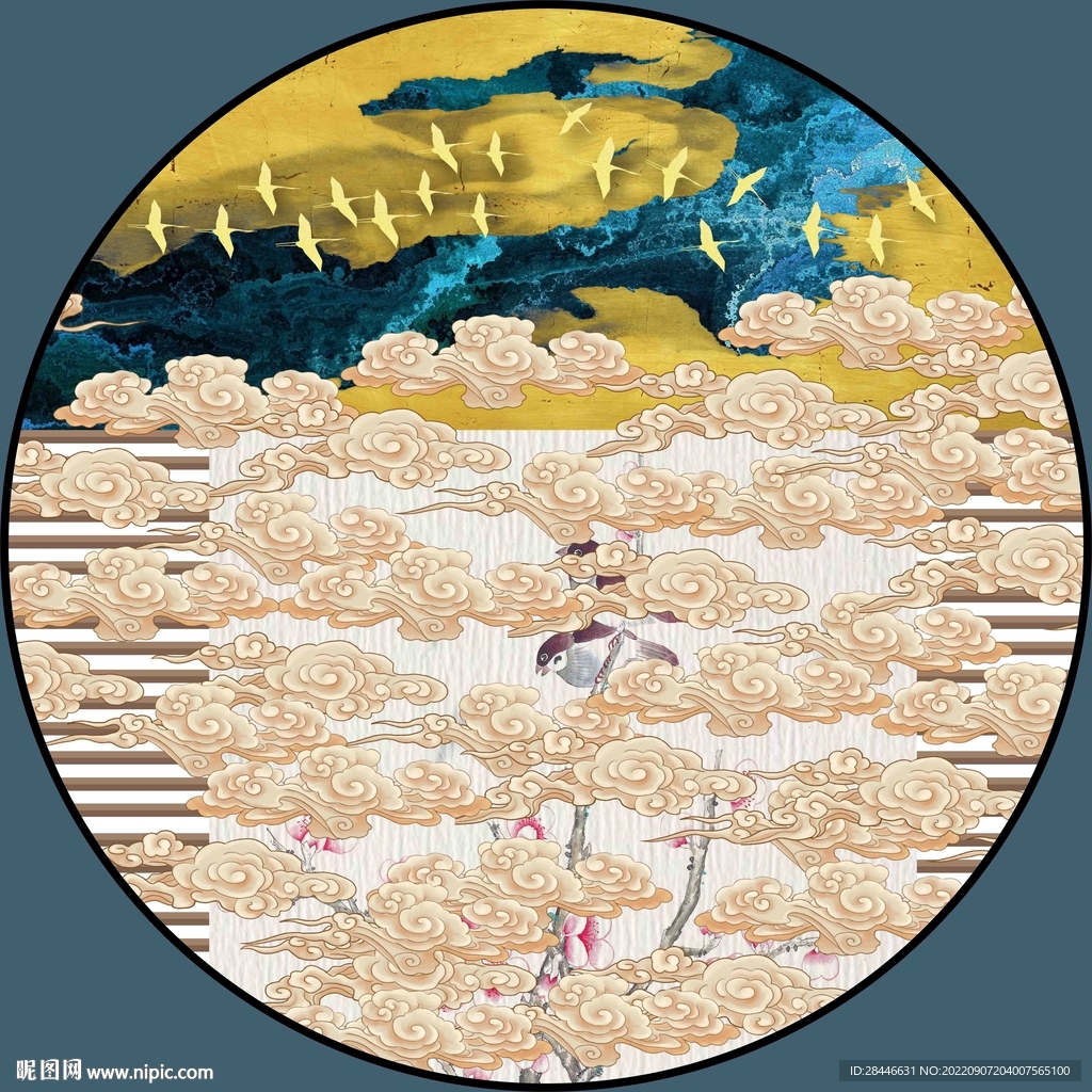 新中式 圆形装饰画