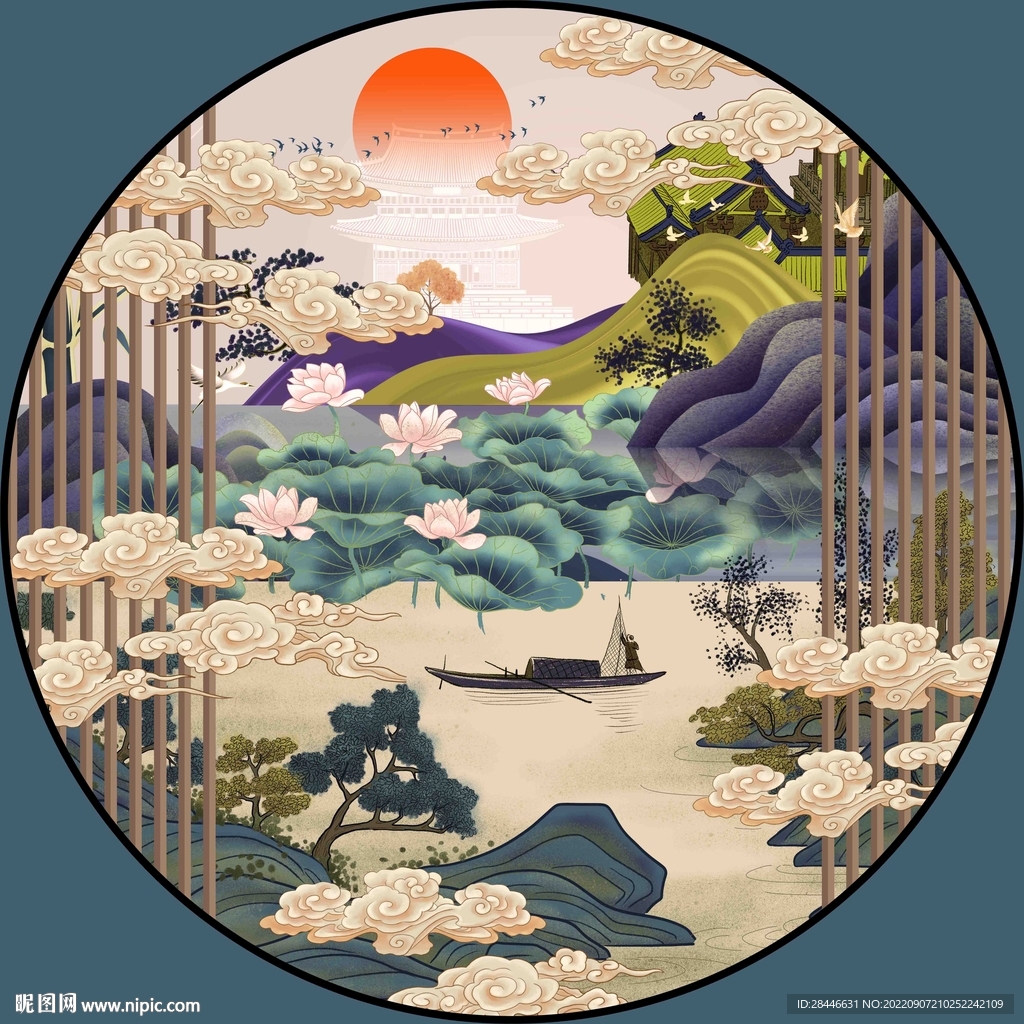 新中式圆形装饰画 中国