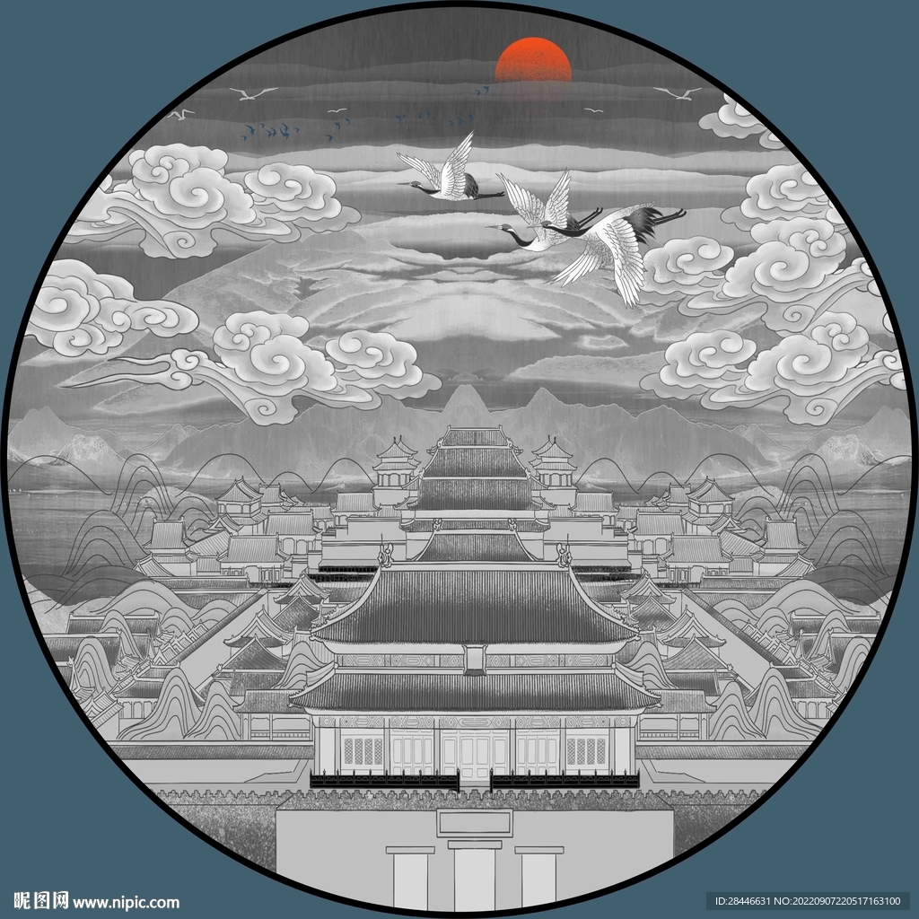 新中式 圆形装饰画