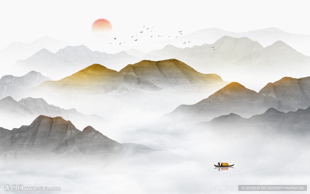 新中式水墨山水画