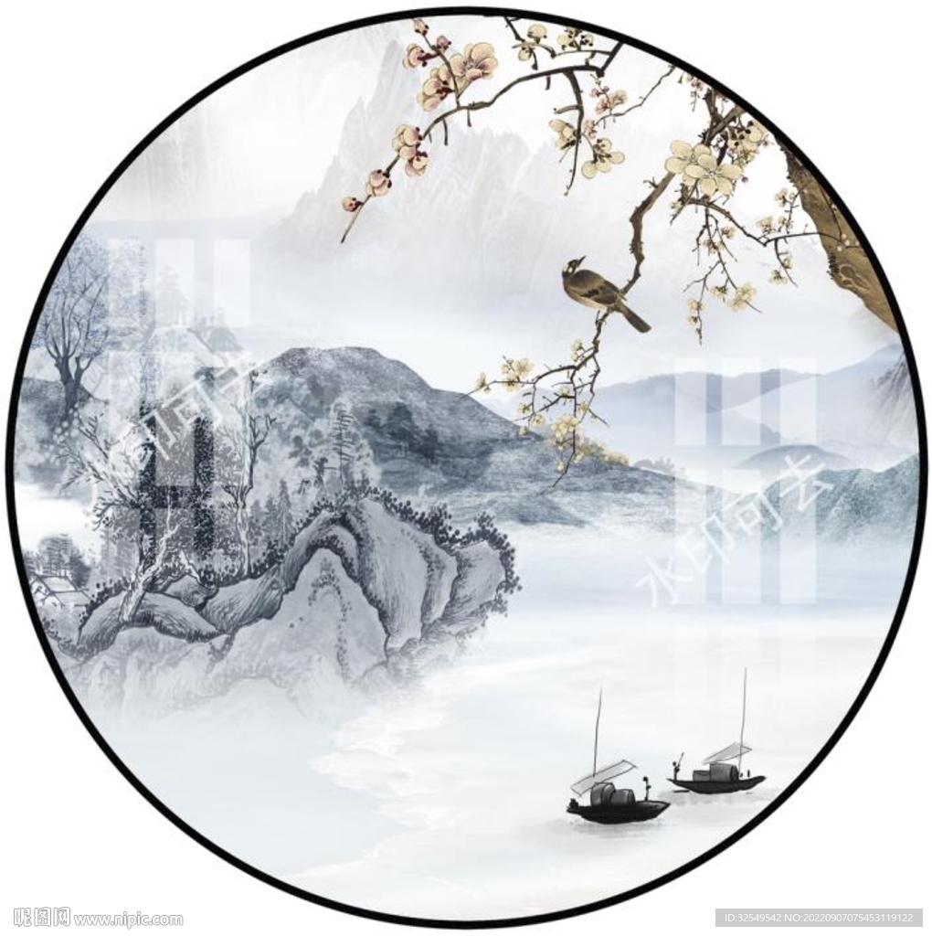 新中式水墨山水画