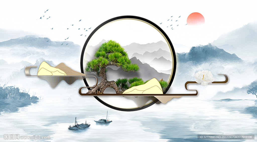 迎客松背景墙