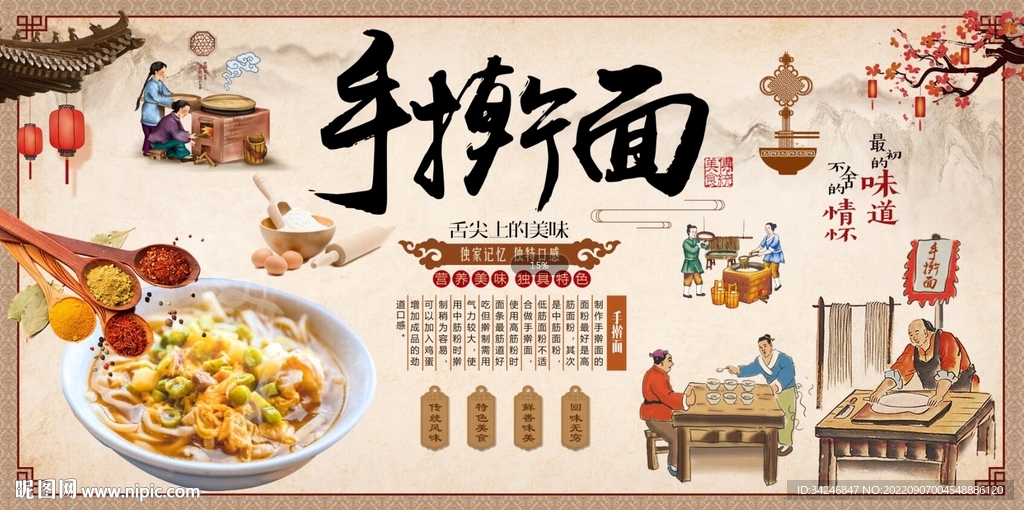 复古手擀面背景