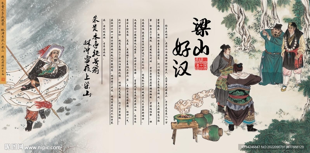 梁山好汉水浒烤肉背景