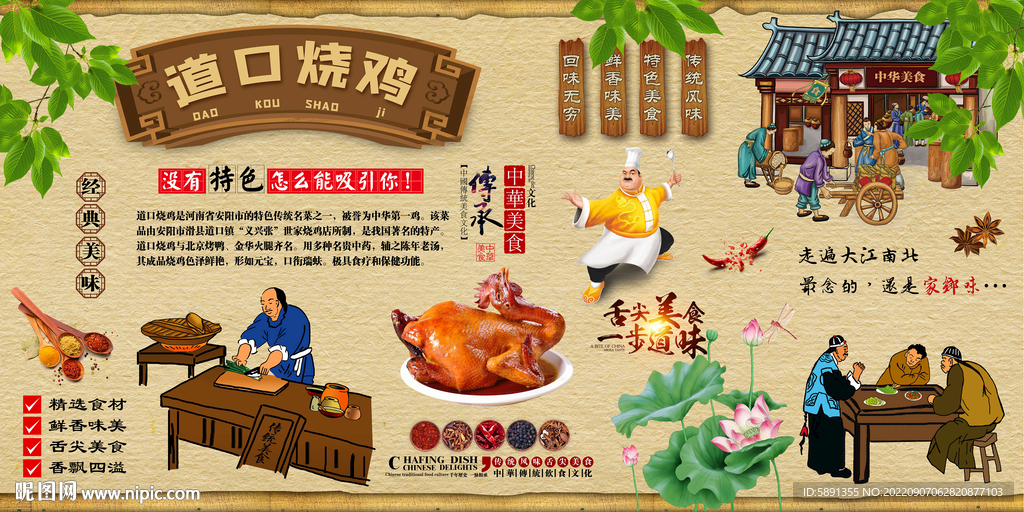 道口烧鸡背景墙