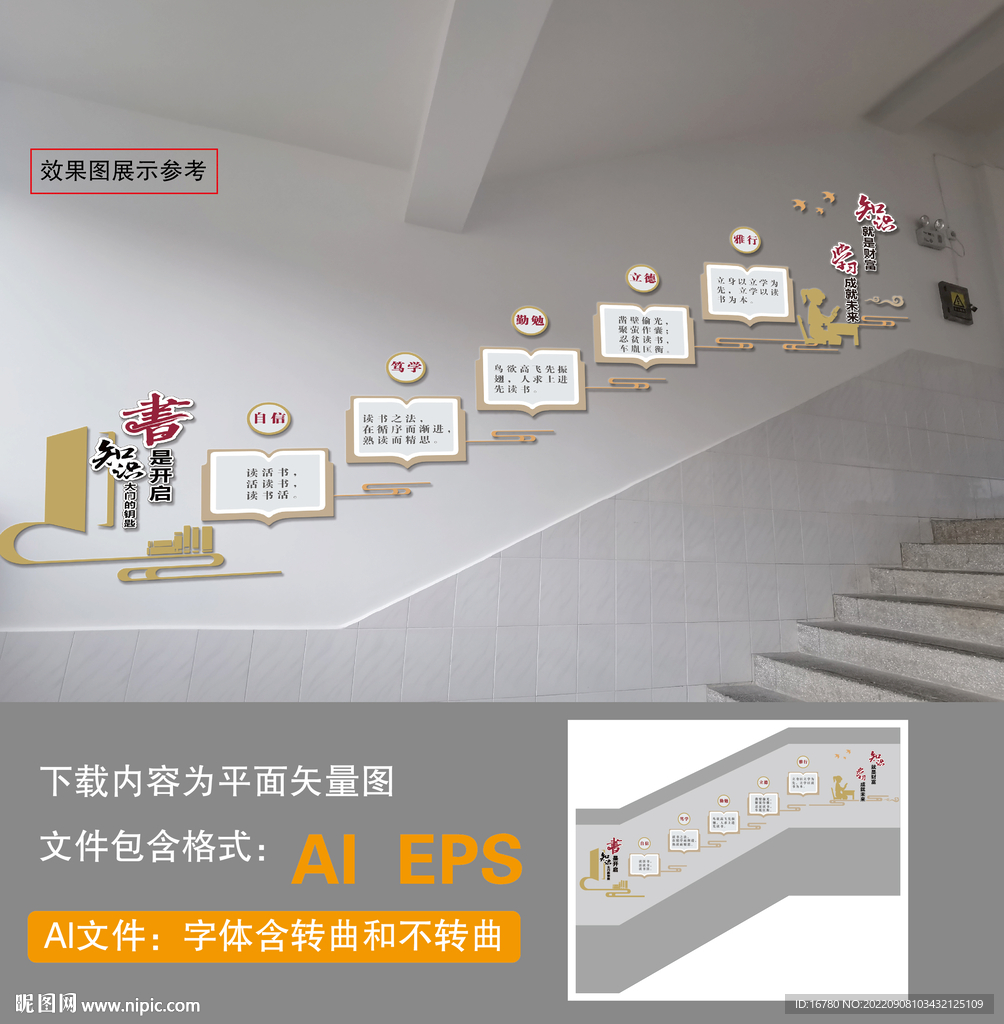 校园文化楼梯墙