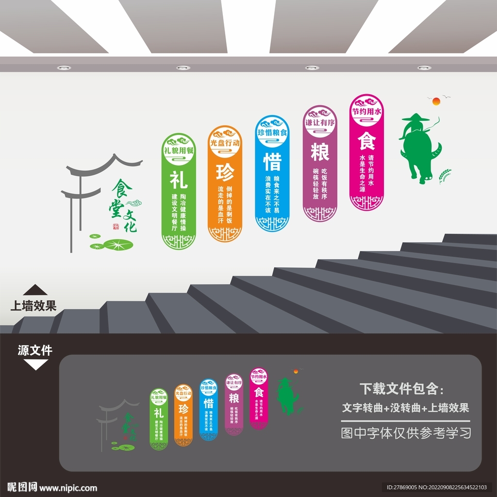 食堂餐厅楼梯楼道文化墙