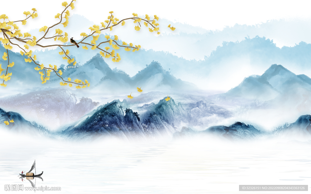 客厅新简约山水画 Tif分层