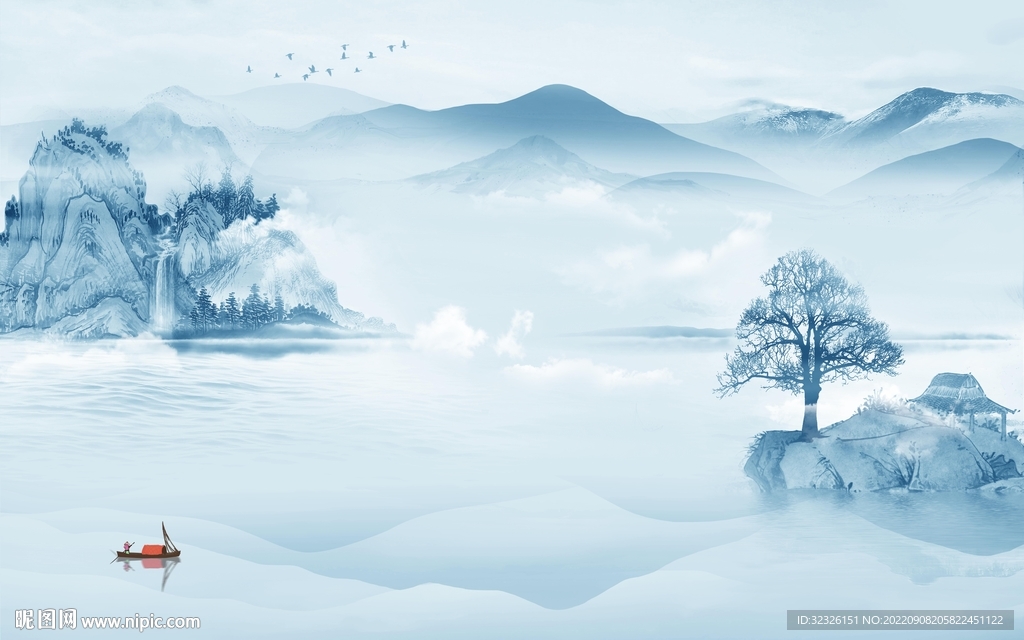 高档 新简约山水画 Tif分层