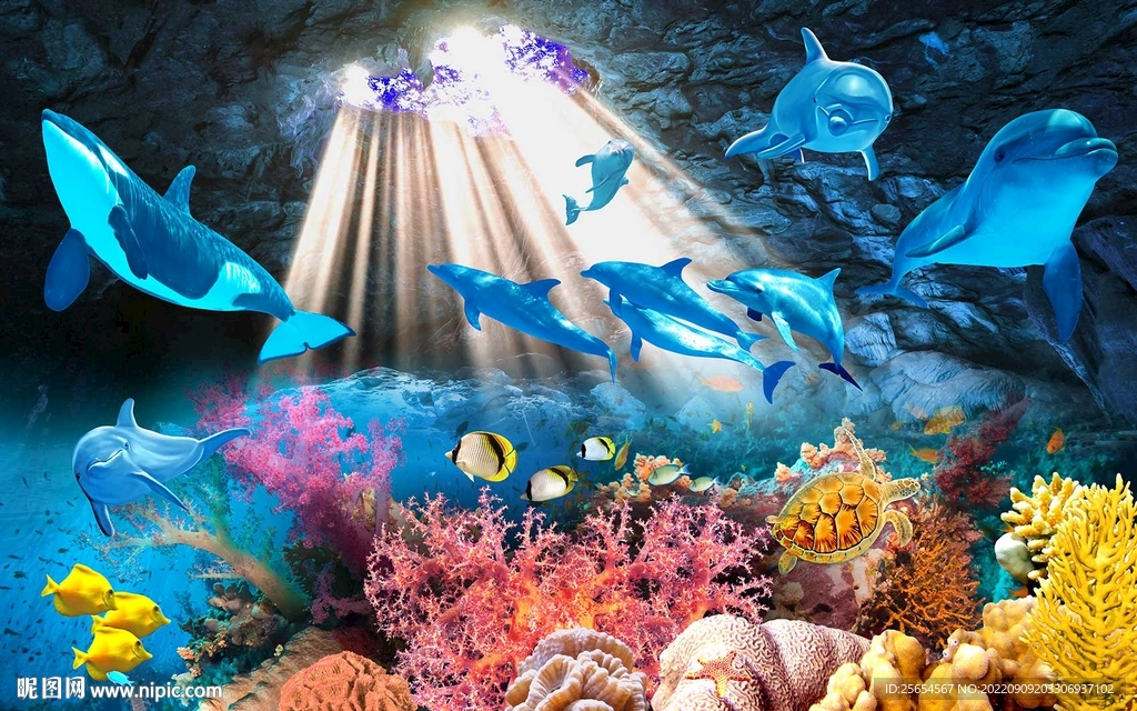 海景海底世界背景墙