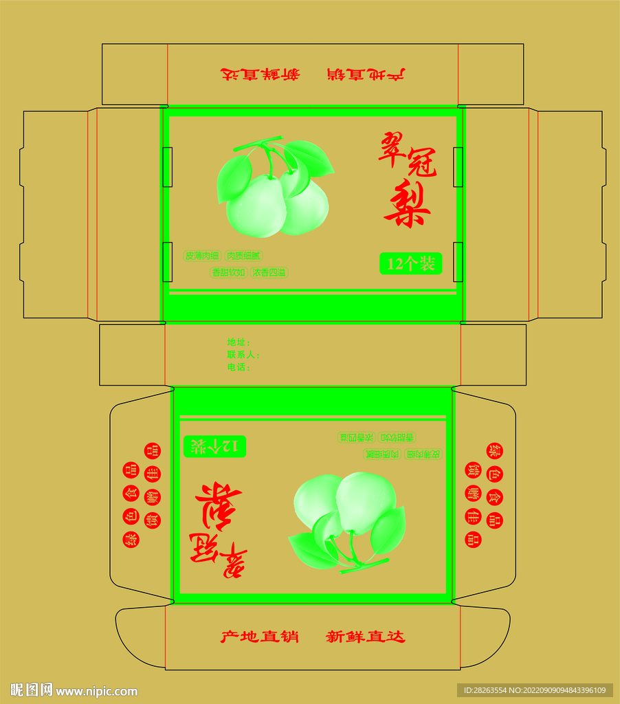 翠冠梨包装盒外箱设计