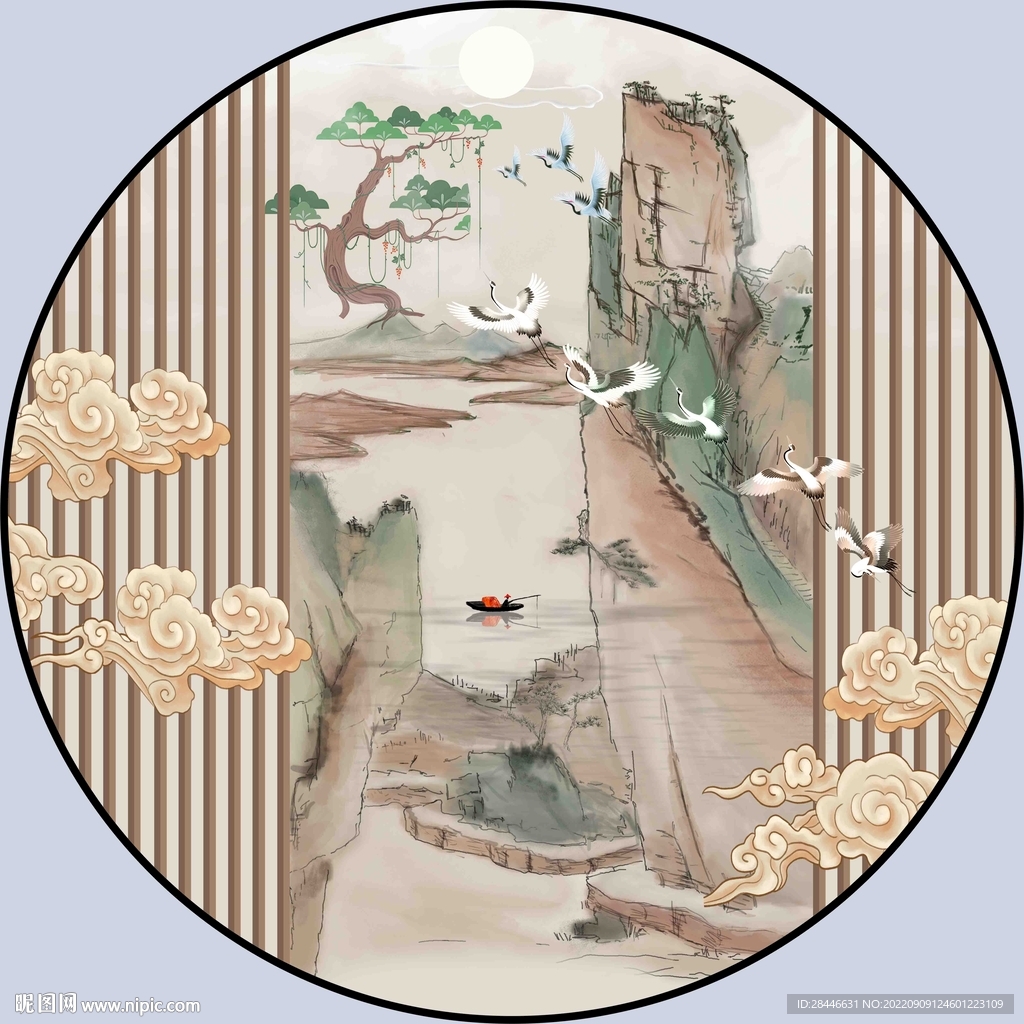 新中式圆形装饰画