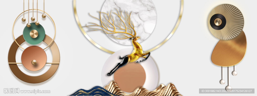 轻奢装饰画 三联画 光影画