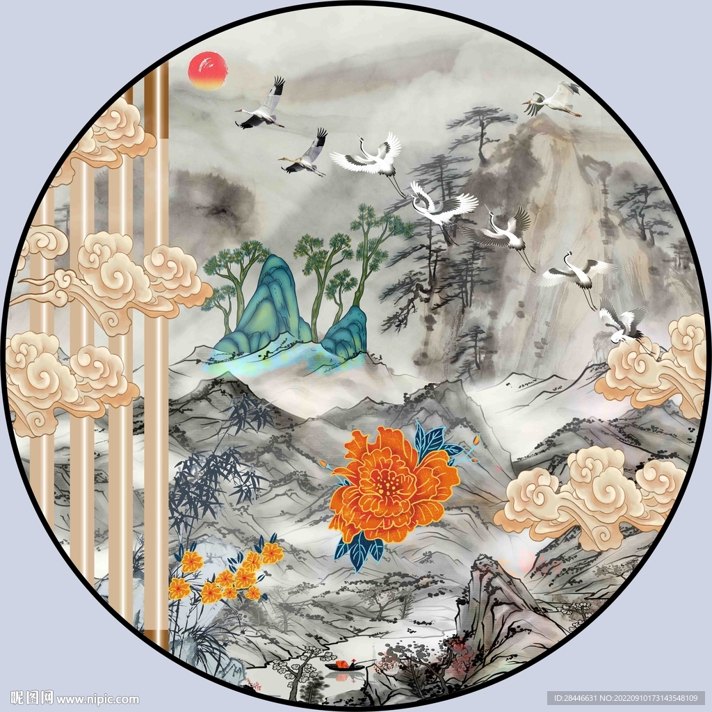 新中式圆形装饰