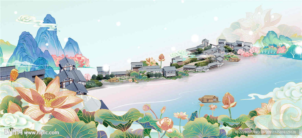 江南水镇插画