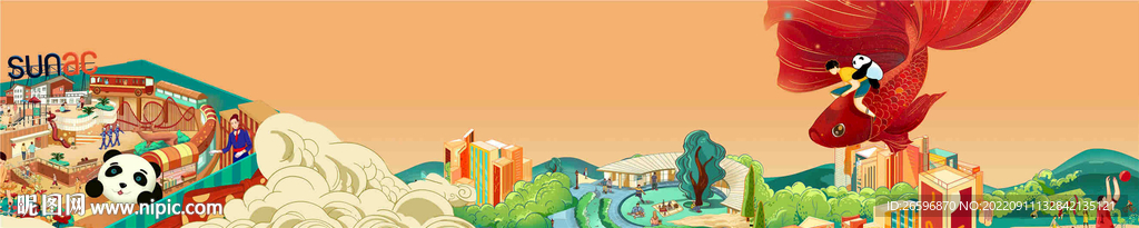 都江堰城市插画