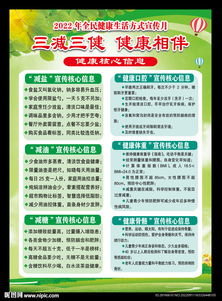 全民健康生活方式月海报
