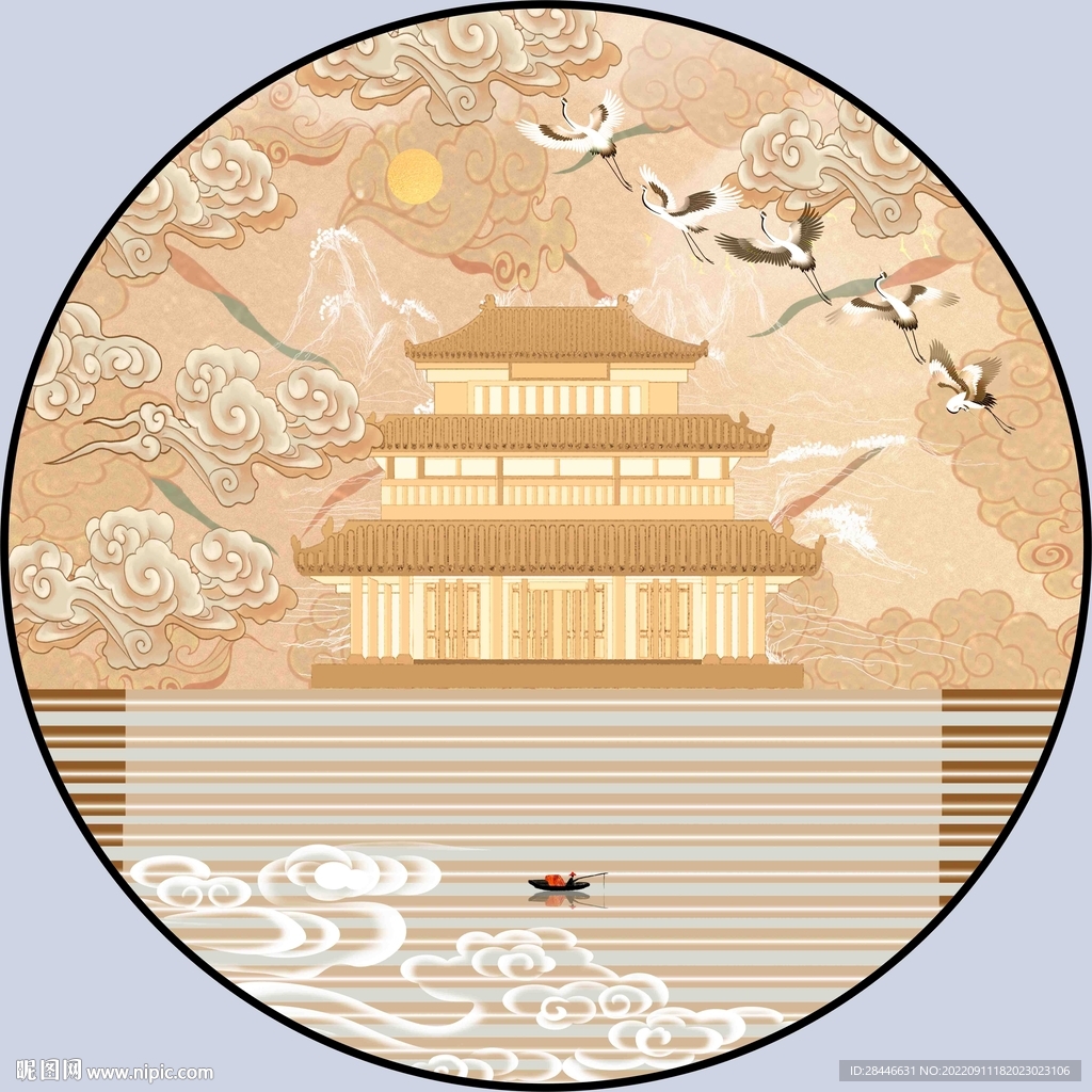 新中式圆形装饰画