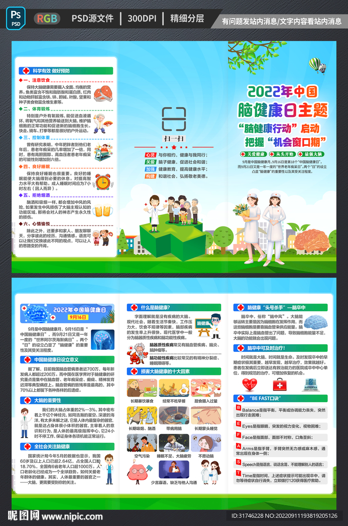 2022年中国脑健康日三折页