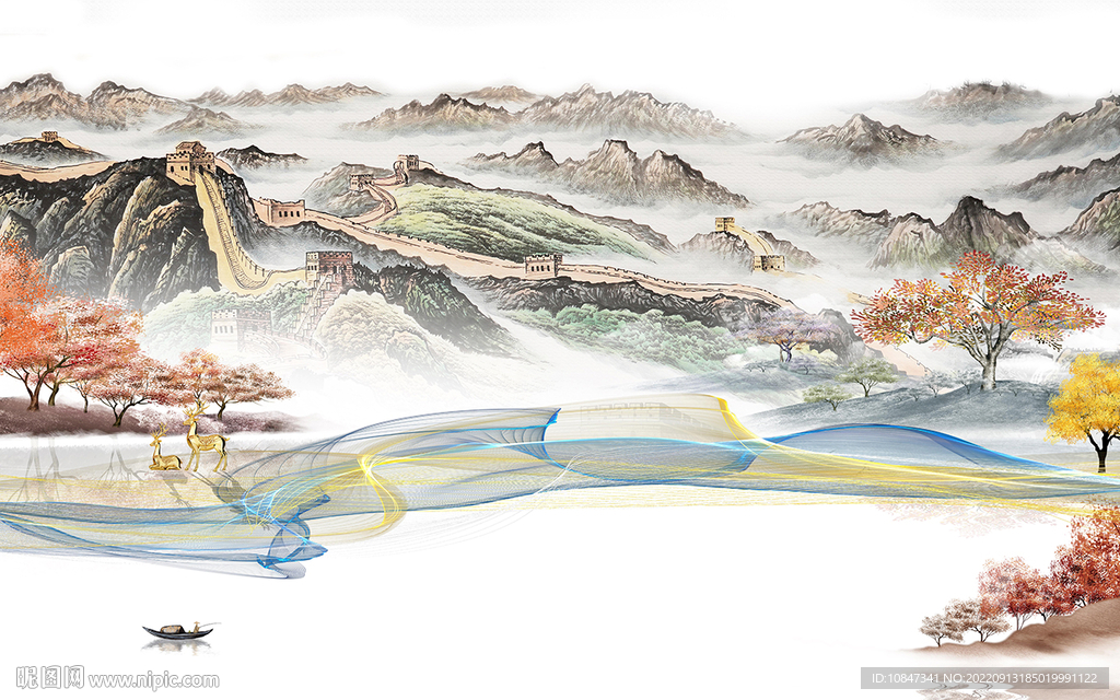 现代 山水新客厅画 TIf分层